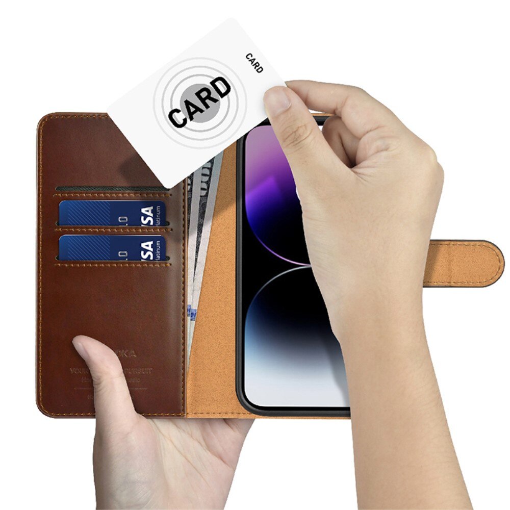 Funda magnética Wallet iPhone 14 Pro marrón
