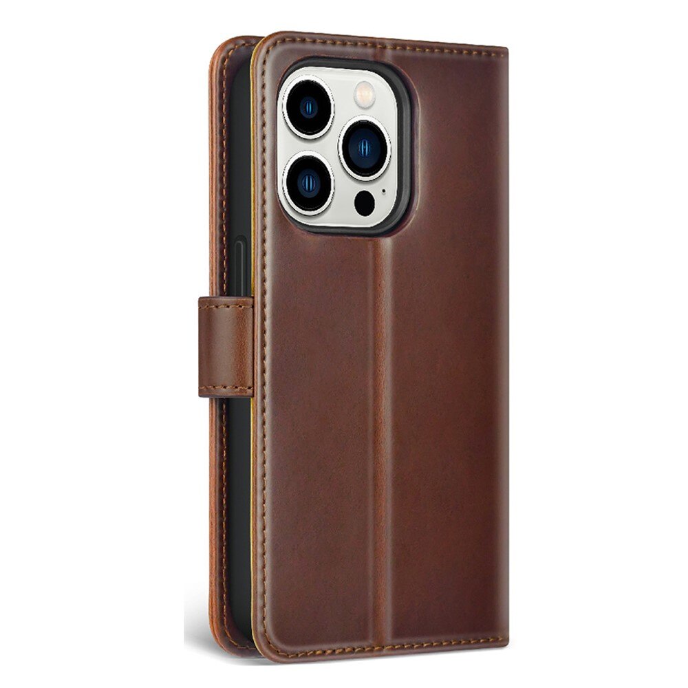 Funda magnética Wallet iPhone 14 Pro marrón