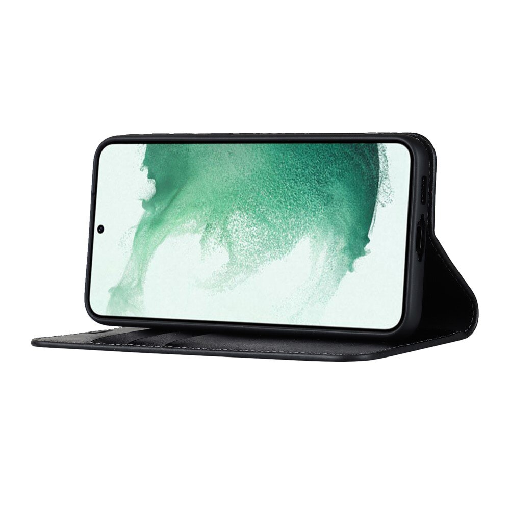 Funda cartera de cuero genuino Samsung Galaxy S23 Plus Negro
