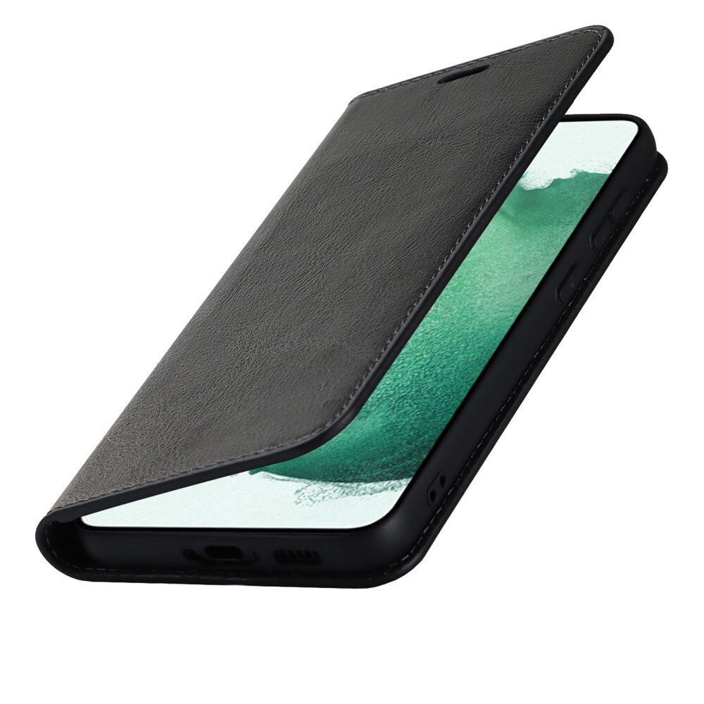 Funda cartera de cuero genuino Samsung Galaxy S23 Plus Negro