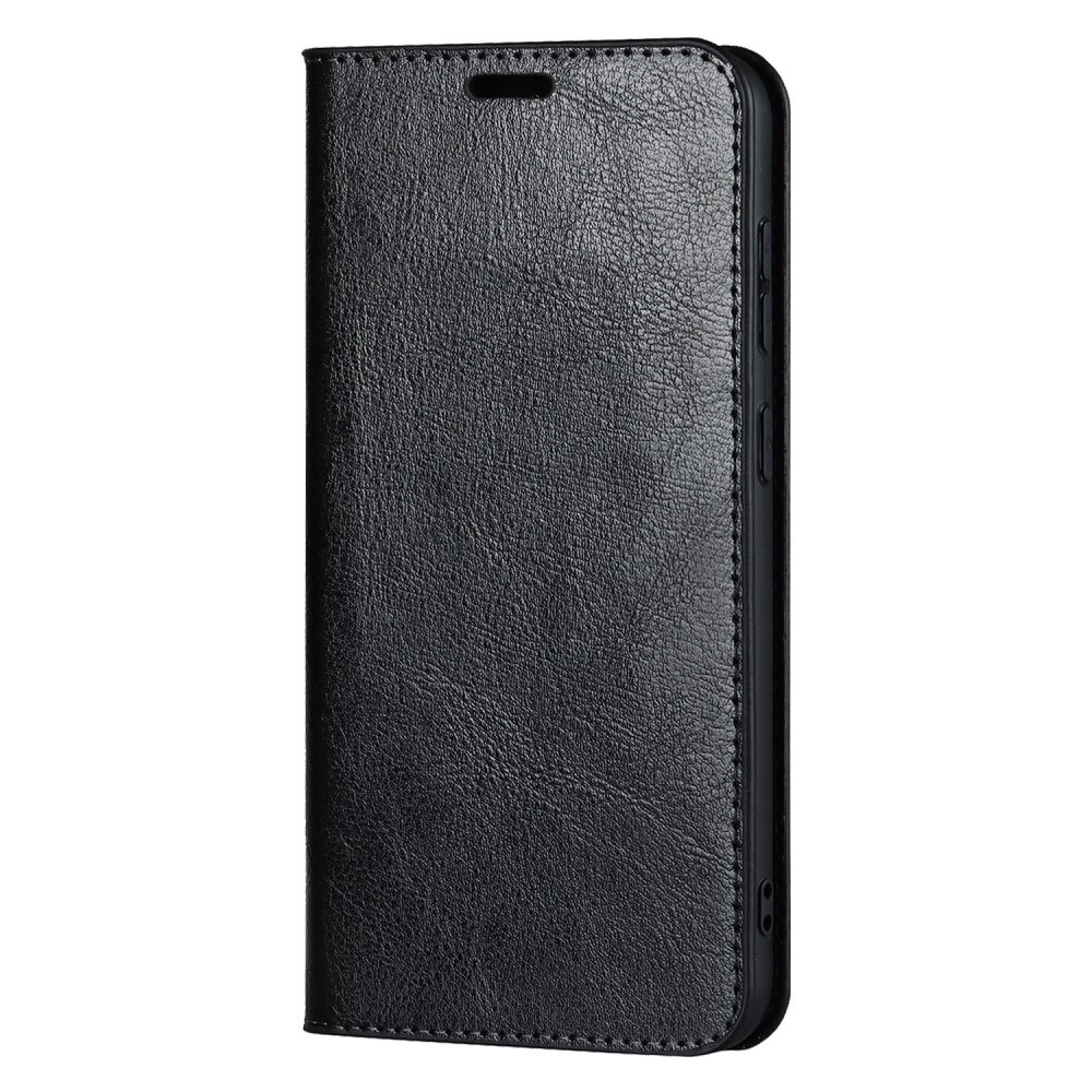 Funda cartera de cuero genuino Samsung Galaxy S23 Plus Negro