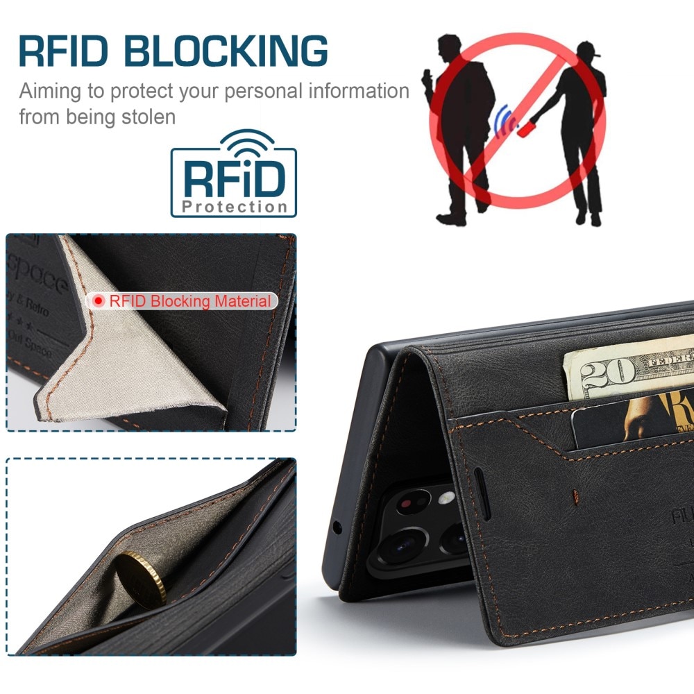 Funda-cartera anti-RFID para Samsung Galaxy S23 Ultra negro