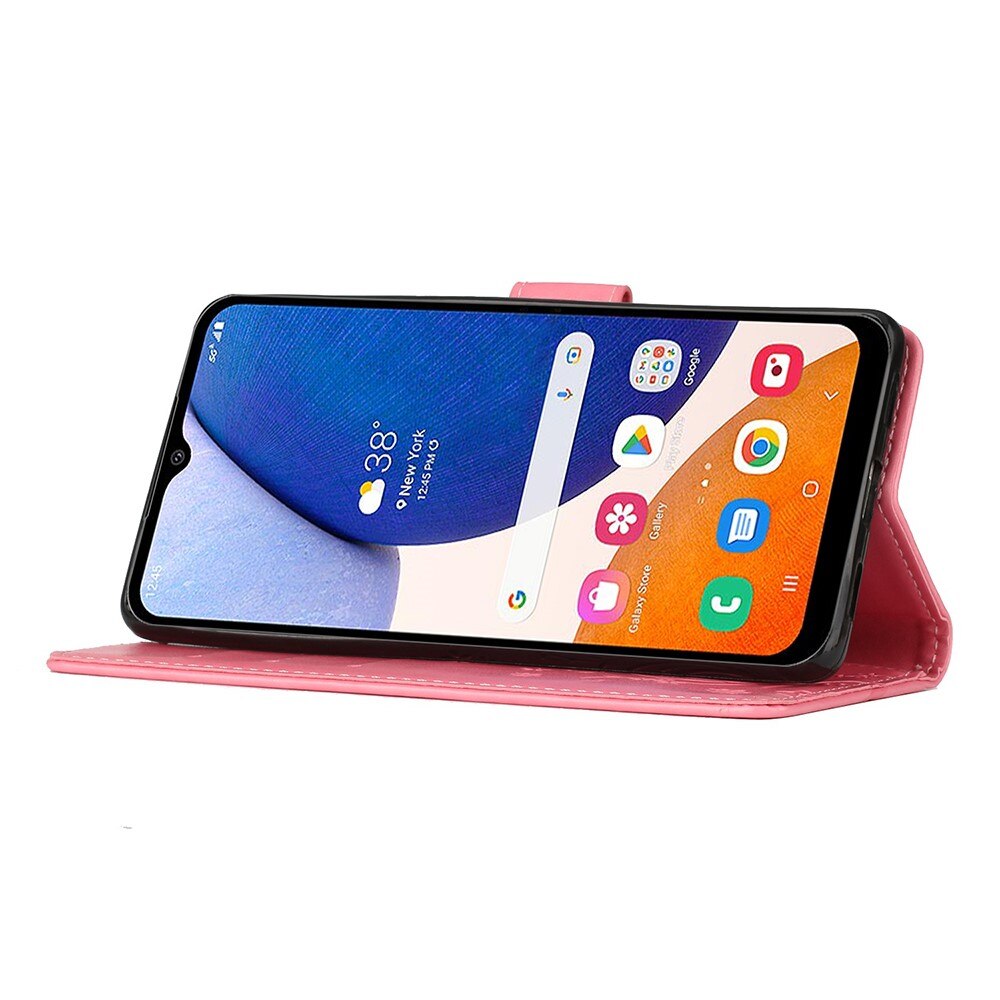 Funda de Cuero con Mariposas Samsung Galaxy A54, Rosa