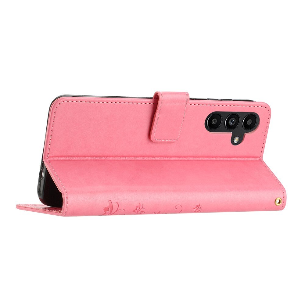 Funda de Cuero con Mariposas Samsung Galaxy A54, Rosa