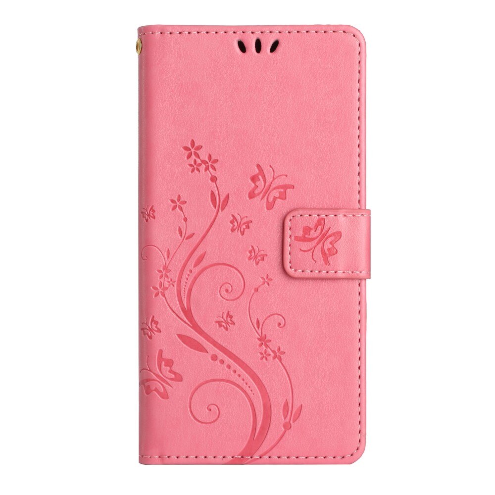 Funda de Cuero con Mariposas Samsung Galaxy A54, rosado