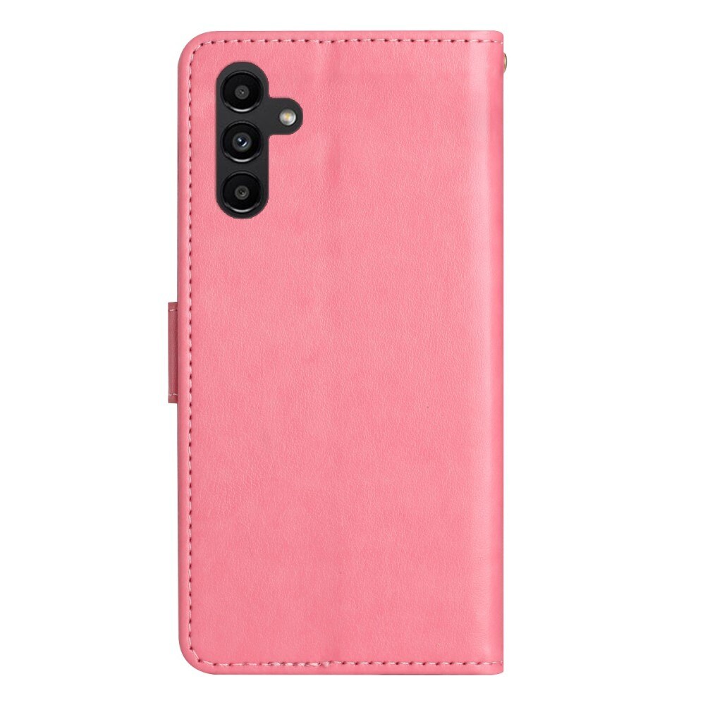 Funda de Cuero con Mariposas Samsung Galaxy A54, Rosa