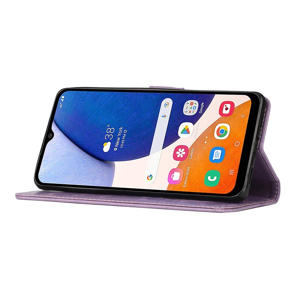Funda de Cuero con Mariposas Samsung Galaxy A54, Púrpura