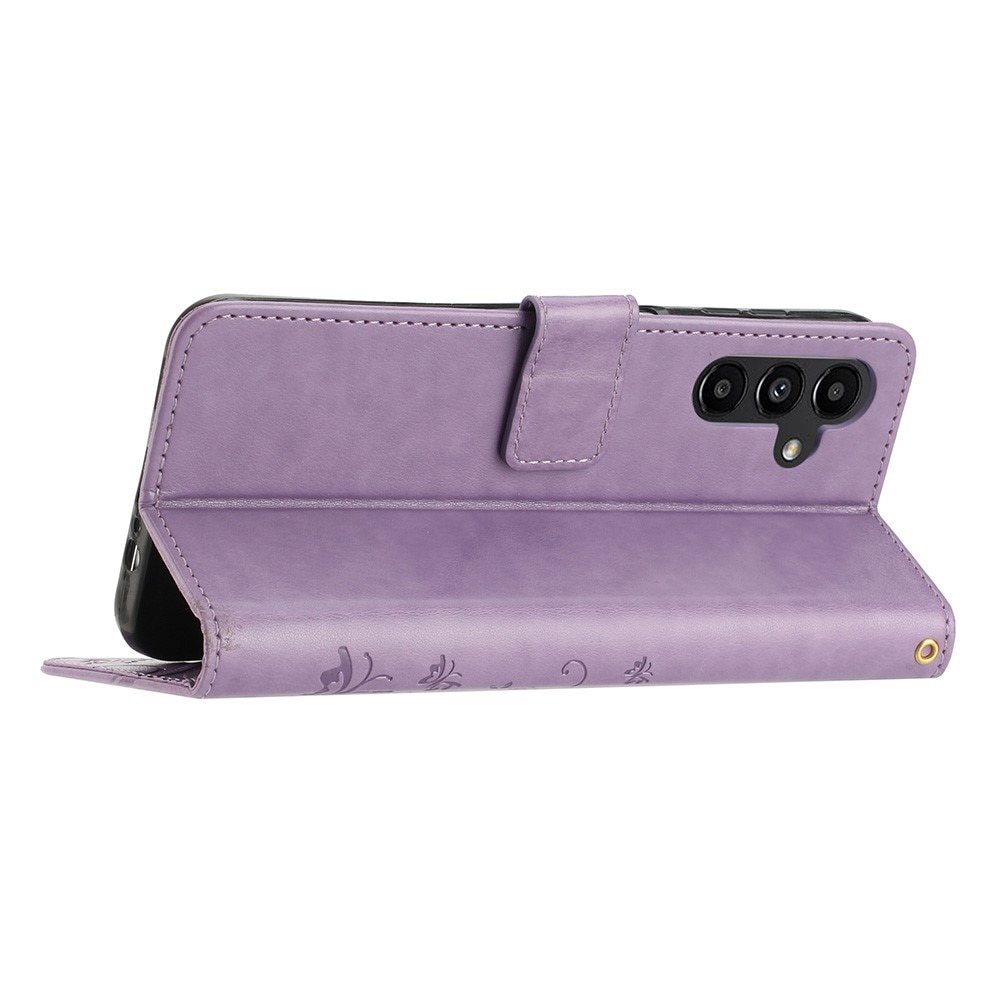 Funda de Cuero con Mariposas Samsung Galaxy A54, Púrpura