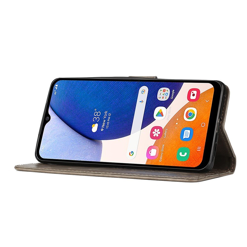 Funda de Cuero con Mariposas Samsung Galaxy A54, Gris