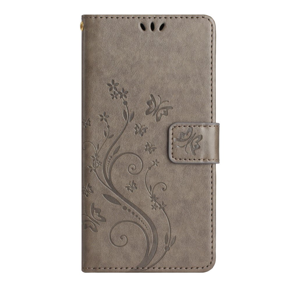 Funda de Cuero con Mariposas Samsung Galaxy A54, gris