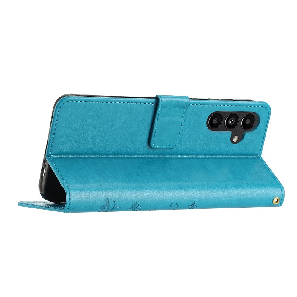Funda de Cuero con Mariposas Samsung Galaxy A54, Azul