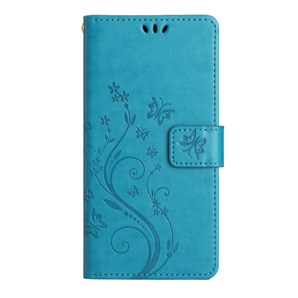 Funda de Cuero con Mariposas Samsung Galaxy A54, Azul