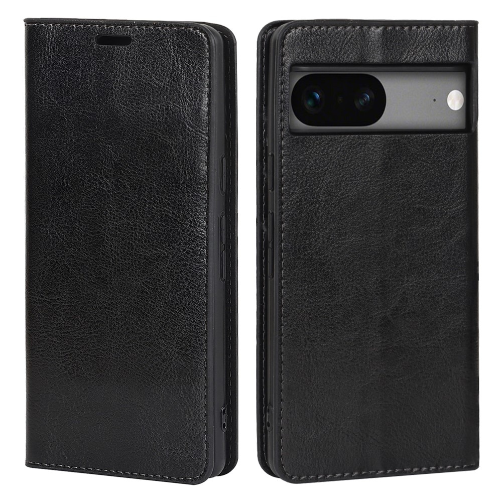 Funda cartera de cuero genuino Google Pixel 7a negro