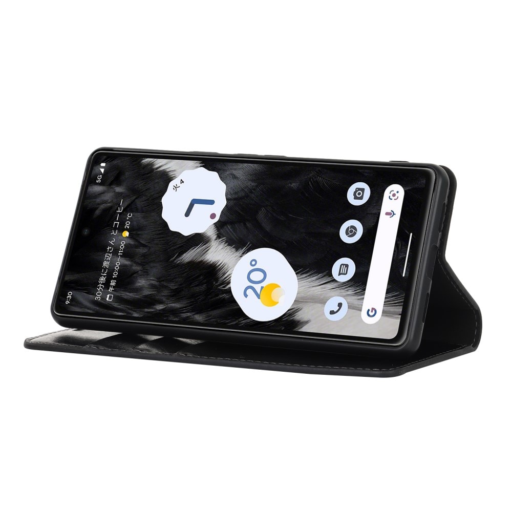 Funda cartera de cuero genuino Google Pixel 7a Negro