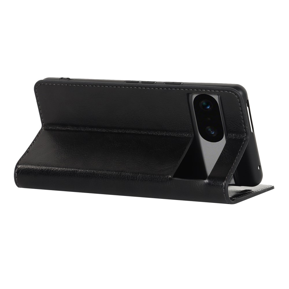 Funda cartera de cuero genuino Google Pixel 7a negro