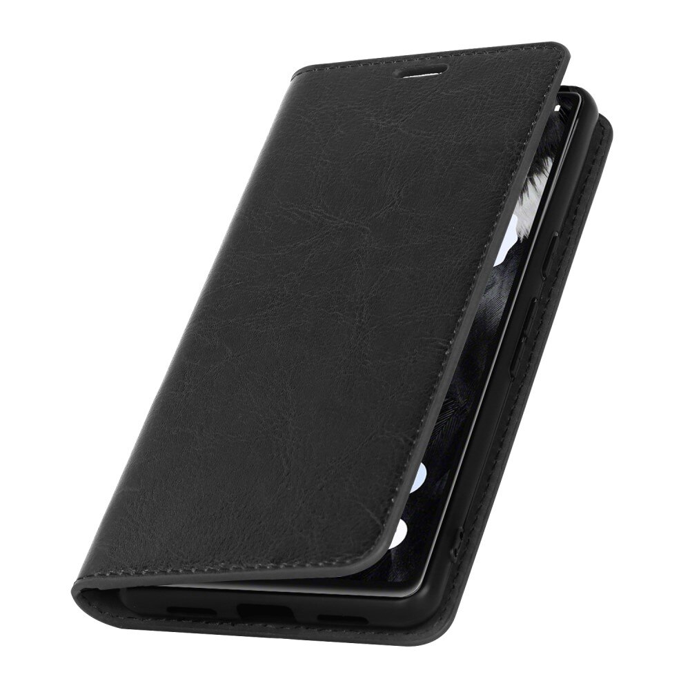 Funda cartera de cuero genuino Google Pixel 7a Negro