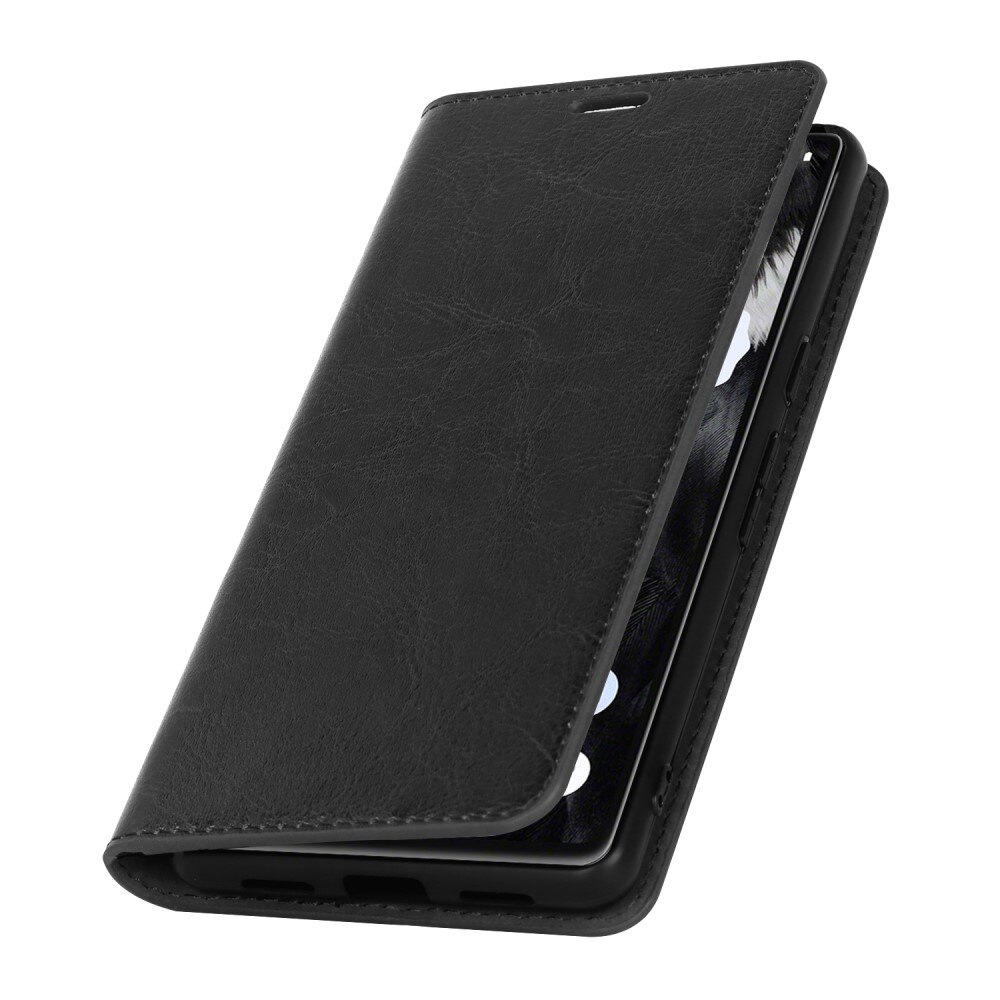 Funda cartera de cuero genuino Google Pixel 7a negro