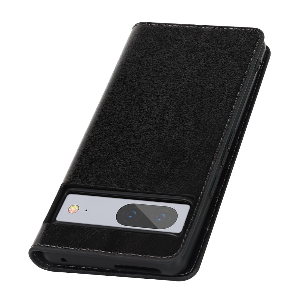 Funda cartera de cuero genuino Google Pixel 7a Negro