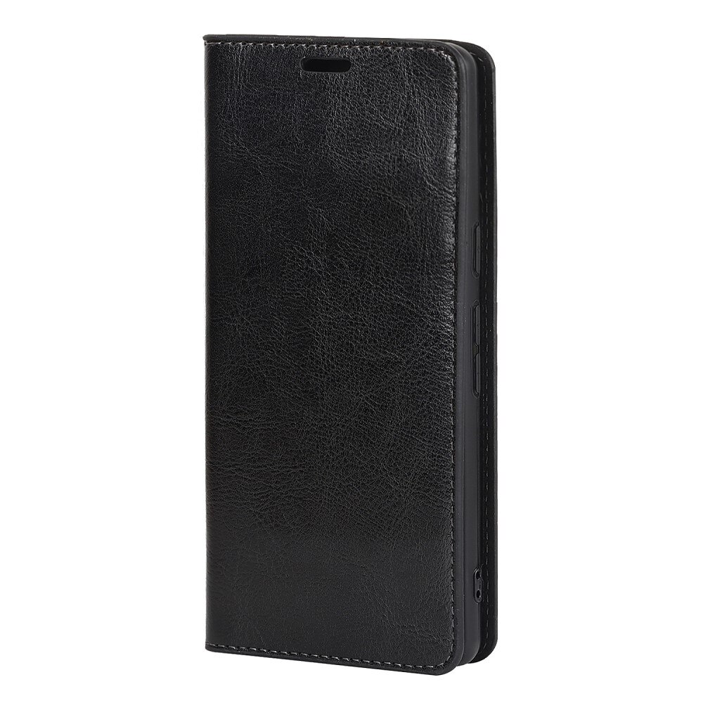 Funda cartera de cuero genuino Google Pixel 7a negro