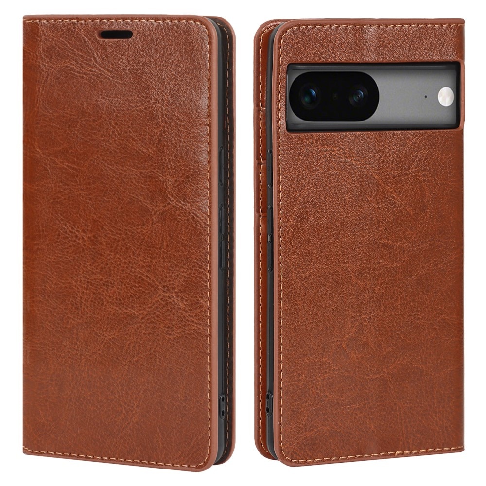 Funda cartera de cuero genuino Google Pixel 7a Marrón