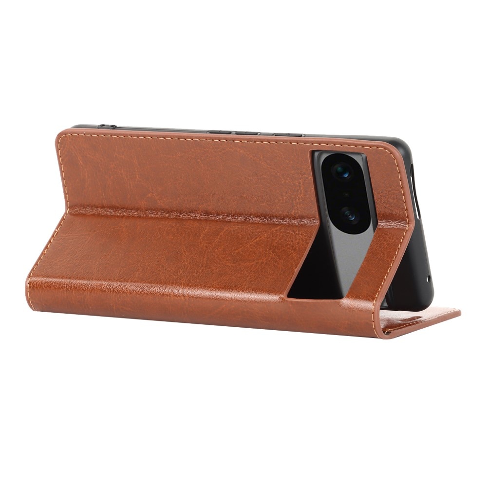 Funda cartera de cuero genuino Google Pixel 7a Marrón