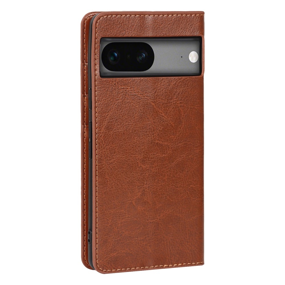 Funda cartera de cuero genuino Google Pixel 7a marrón