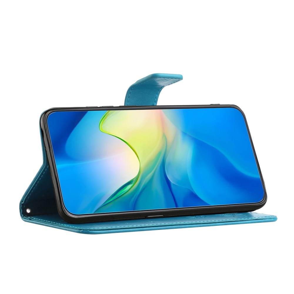 Funda de Cuero con Mariposas Motorola Moto G53, azul