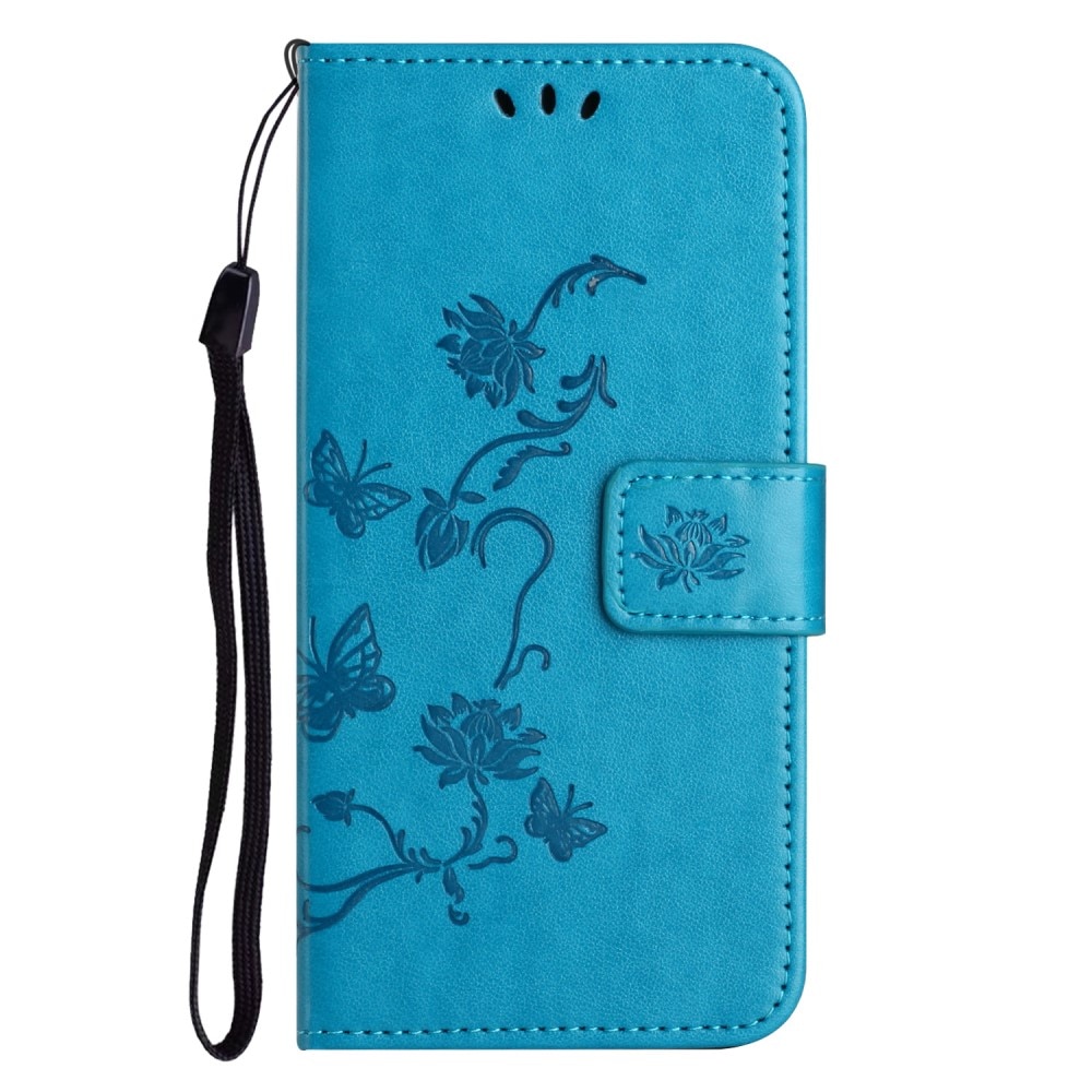 Funda de Cuero con Mariposas Motorola Moto G53, azul