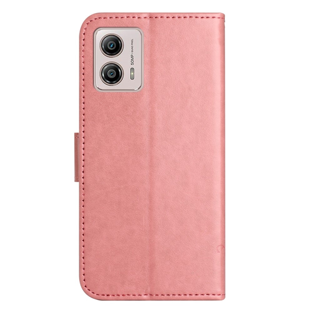 Funda de Cuero con Mariposas Motorola Moto G53, rosado