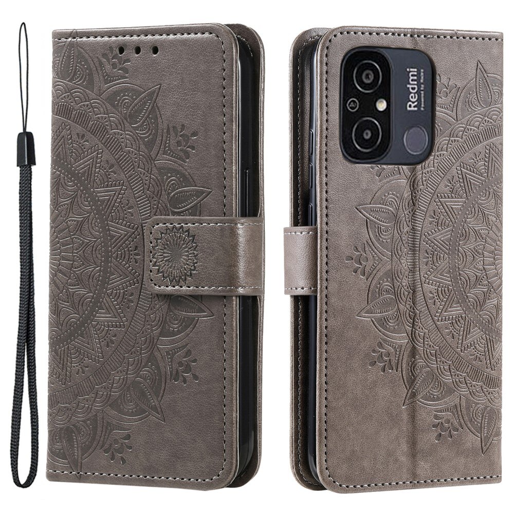 Funda de Cuero Mandala Xiaomi Redmi 12C gris