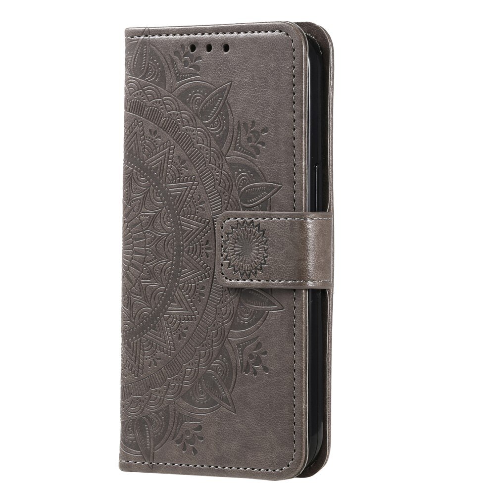 Funda de Cuero Mandala Xiaomi Redmi 12C gris