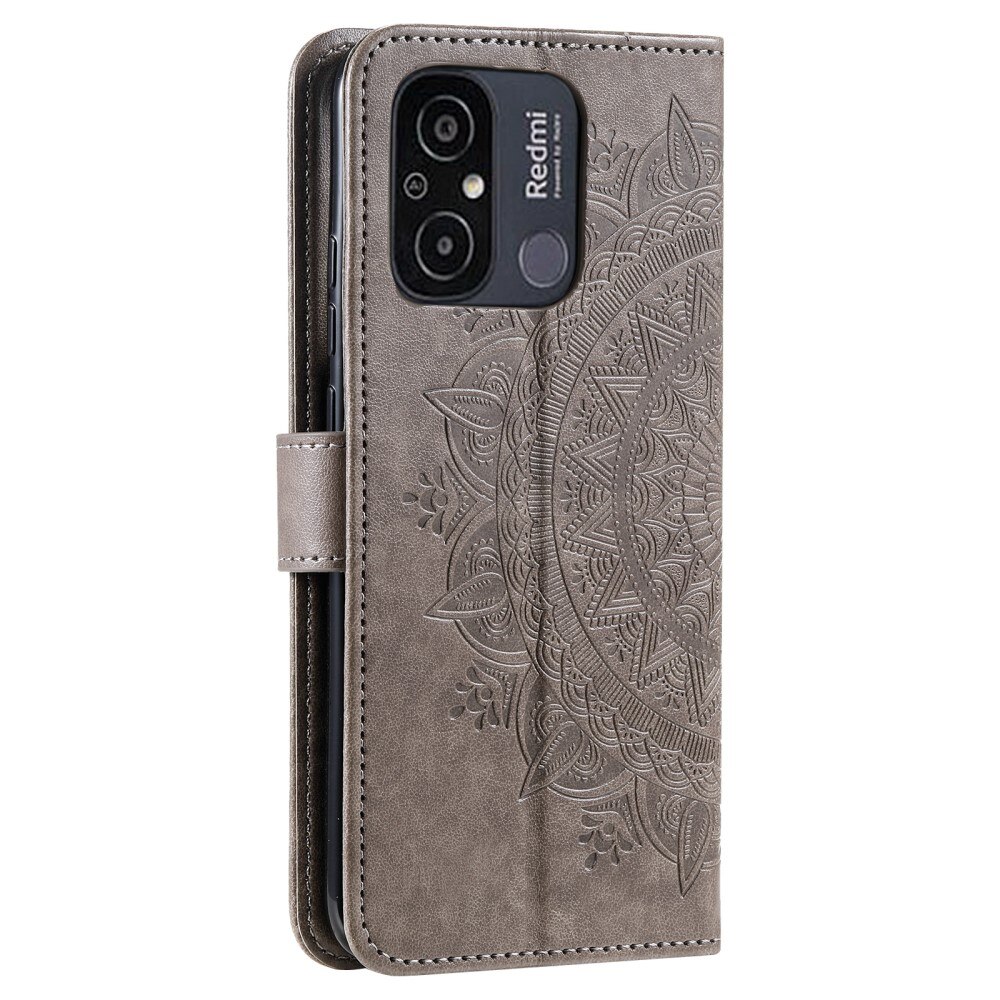 Funda de Cuero Mandala Xiaomi Redmi 12C gris