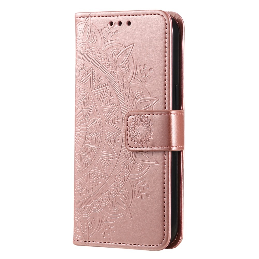 Funda de Cuero Mandala Xiaomi Redmi 12C oro rosa