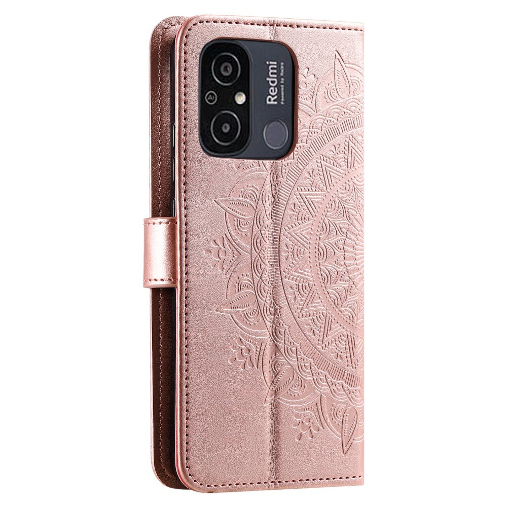 Funda de Cuero Mandala Xiaomi Redmi 12C oro rosa