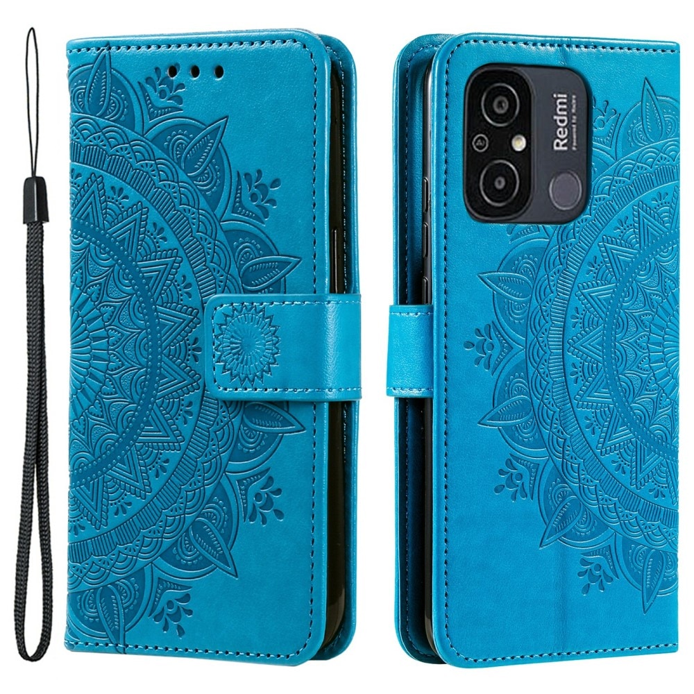 Funda de Cuero Mandala Xiaomi Redmi 12C azul