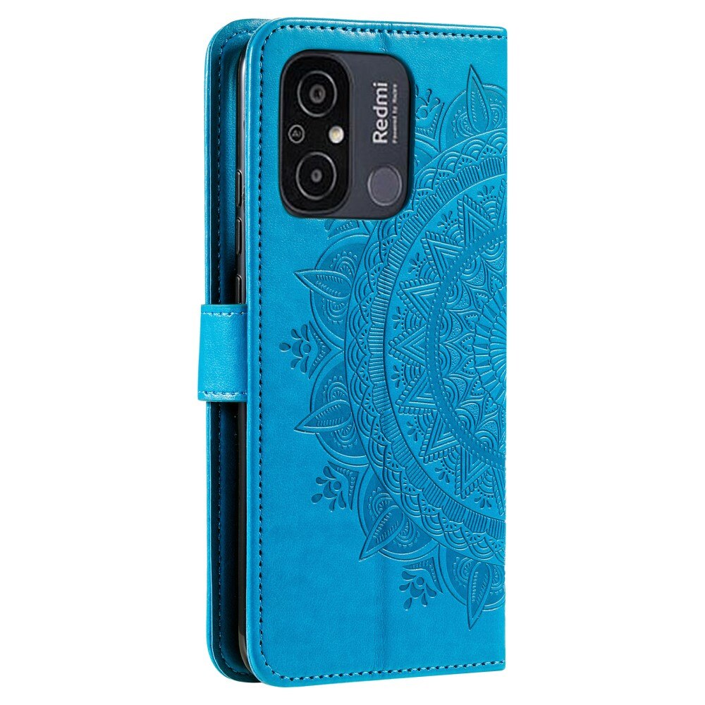 Funda de Cuero Mandala Xiaomi Redmi 12C azul