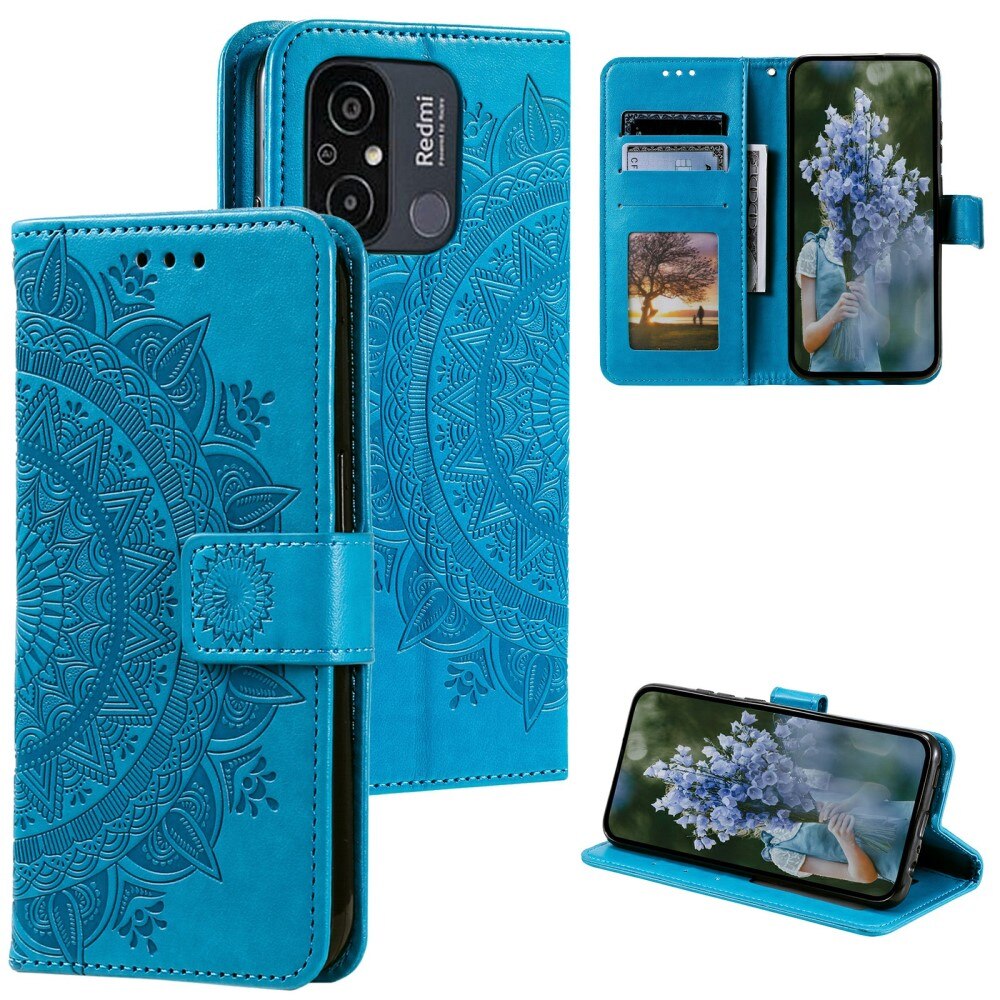 Funda de Cuero Mandala Xiaomi Redmi 12C azul