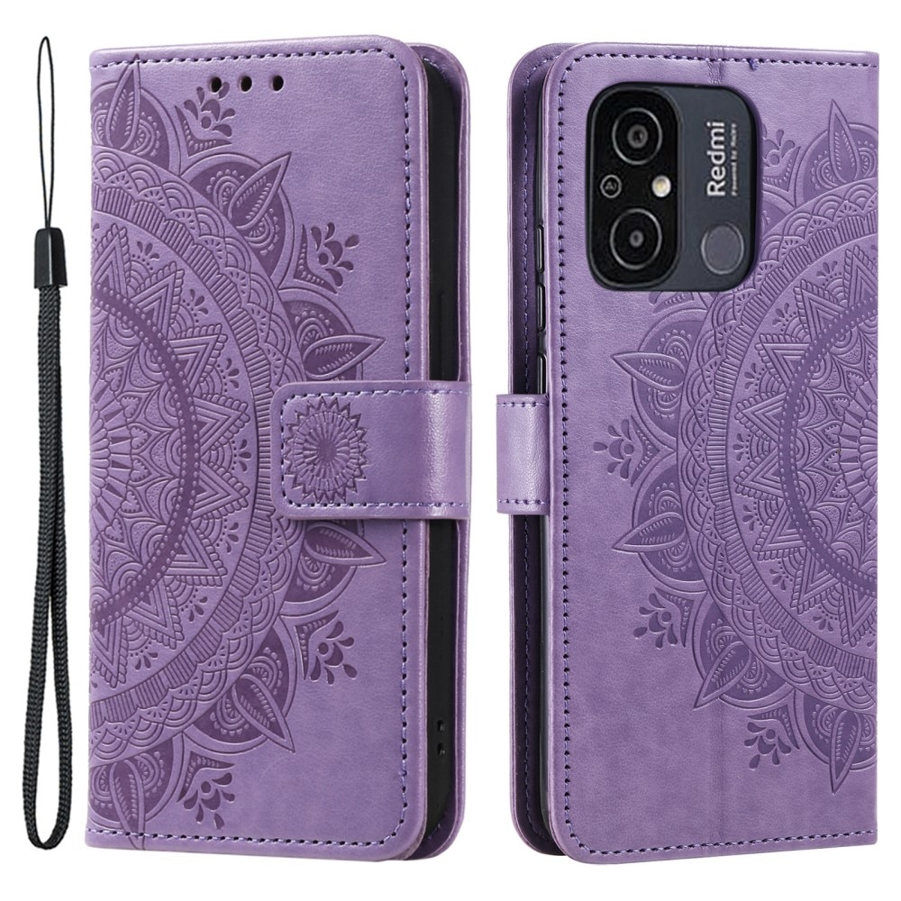 Funda de Cuero Mandala Xiaomi Redmi 12C violeta