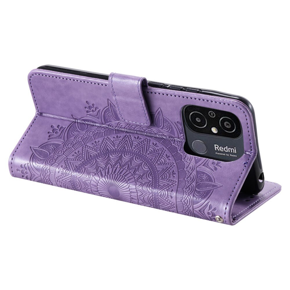 Funda de Cuero Mandala Xiaomi Redmi 12C violeta