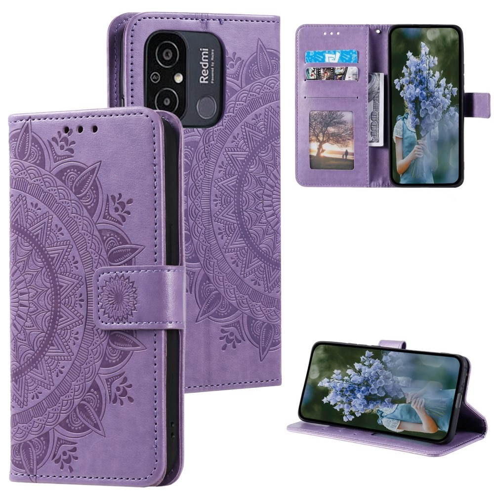 Funda de Cuero Mandala Xiaomi Redmi 12C violeta