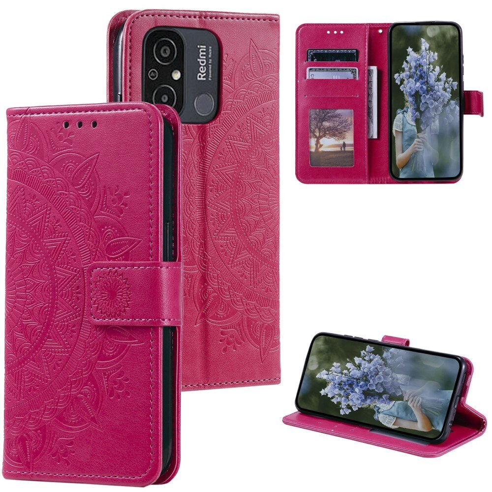 Funda de Cuero Mandala Xiaomi Redmi 12C rosado