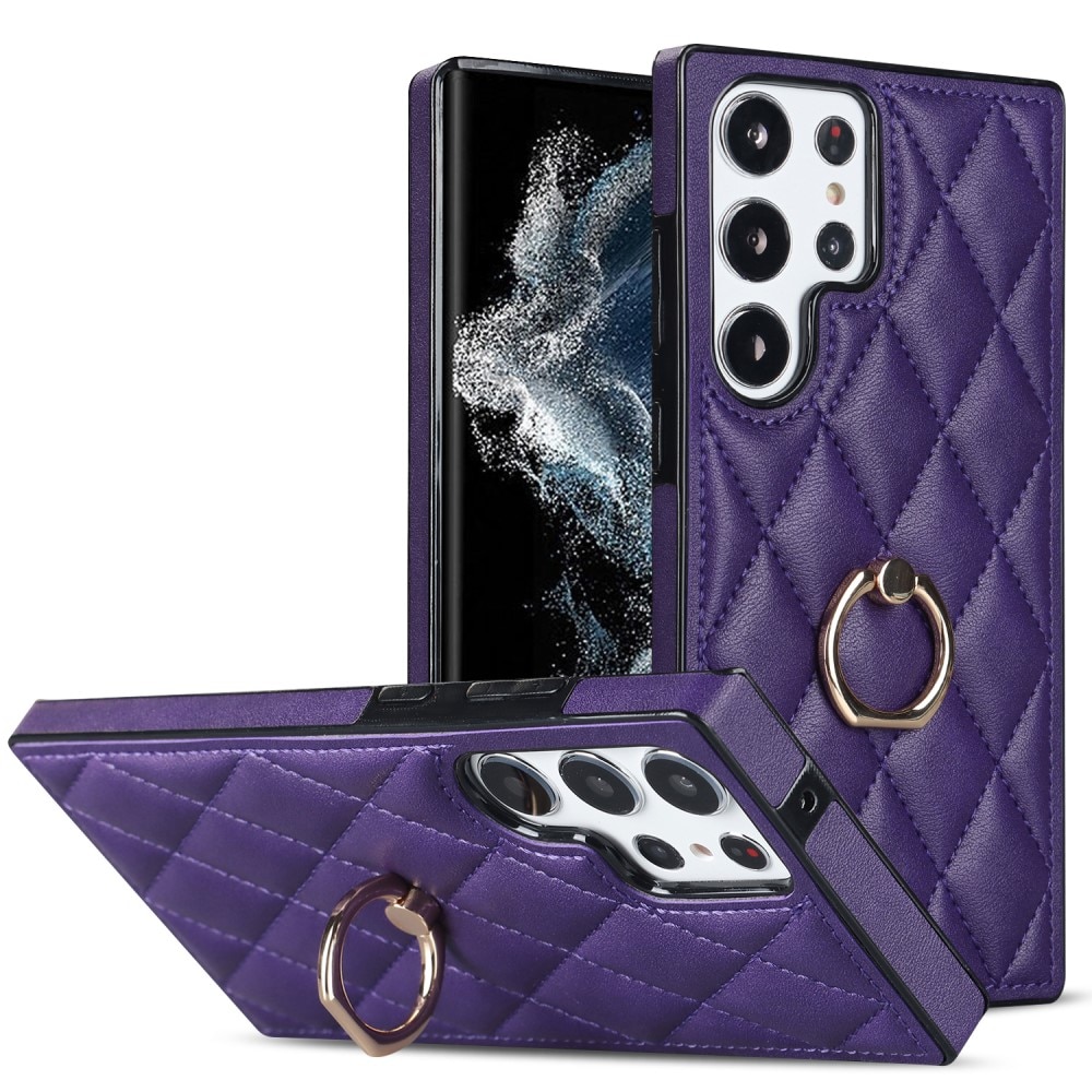 Funda Finger Ring Samsung Galaxy S23 Ultra Quilted violeta