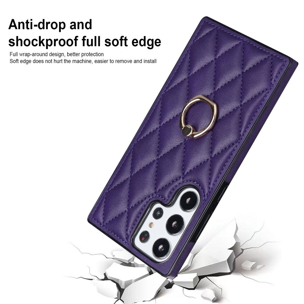 Funda Finger Ring Samsung Galaxy S23 Ultra Quilted violeta