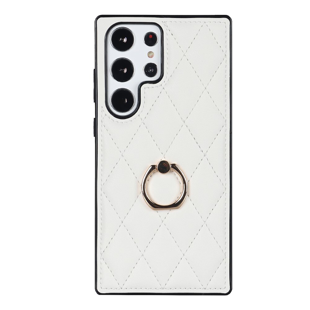 Funda Finger Ring Samsung Galaxy S23 Ultra Quilted blanco