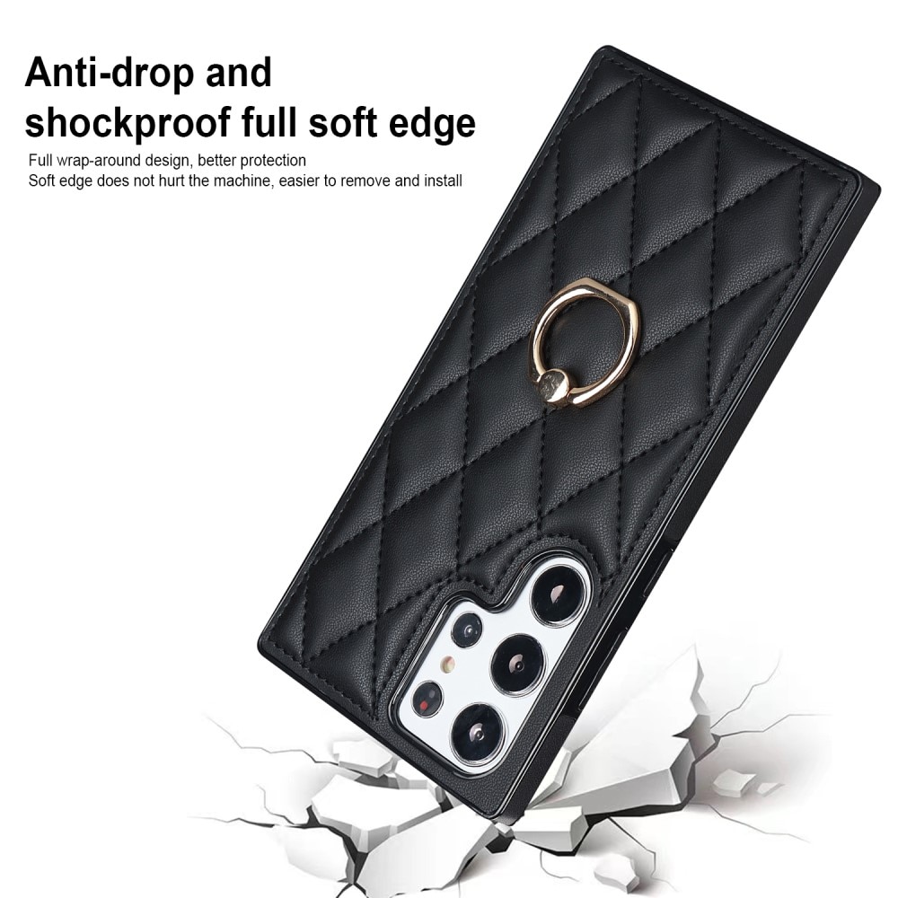 Funda Finger Ring Samsung Galaxy S23 Ultra Quilted negro