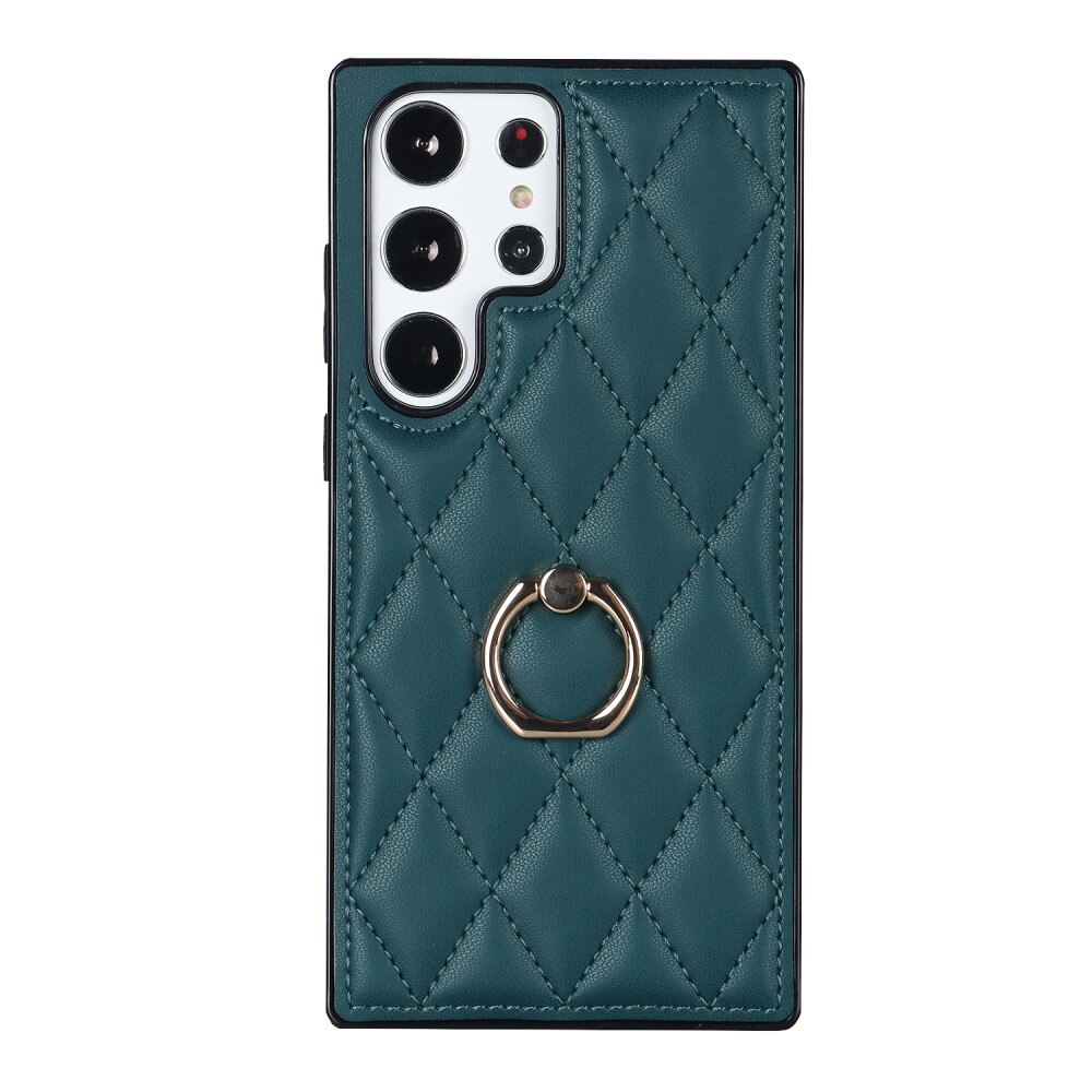 Funda Finger Ring Samsung Galaxy S23 Ultra Quilted verde