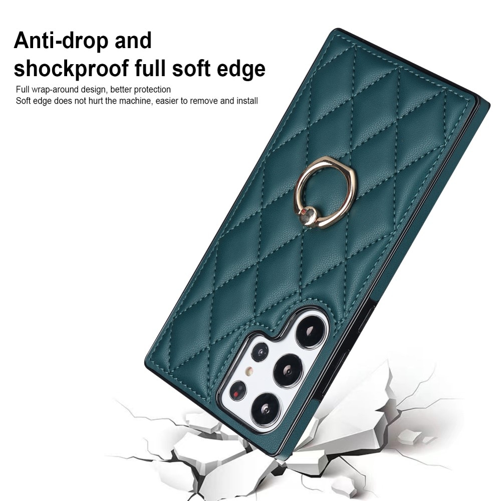 Funda Finger Ring Samsung Galaxy S23 Ultra Quilted verde