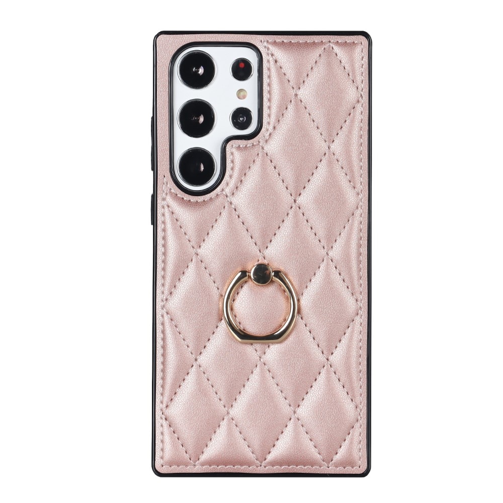 Funda Finger Ring Samsung Galaxy S23 Ultra Quilted oro rosa