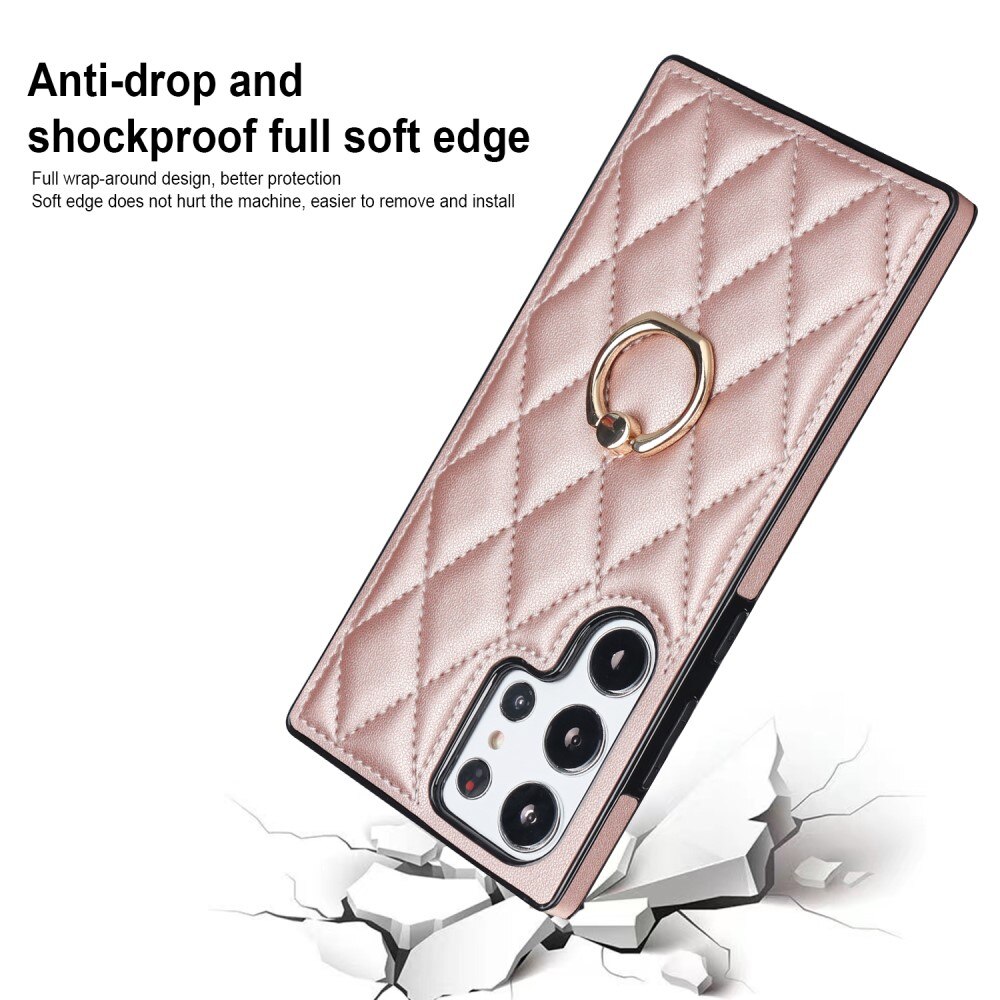 Funda Finger Ring Samsung Galaxy S23 Ultra Quilted oro rosa