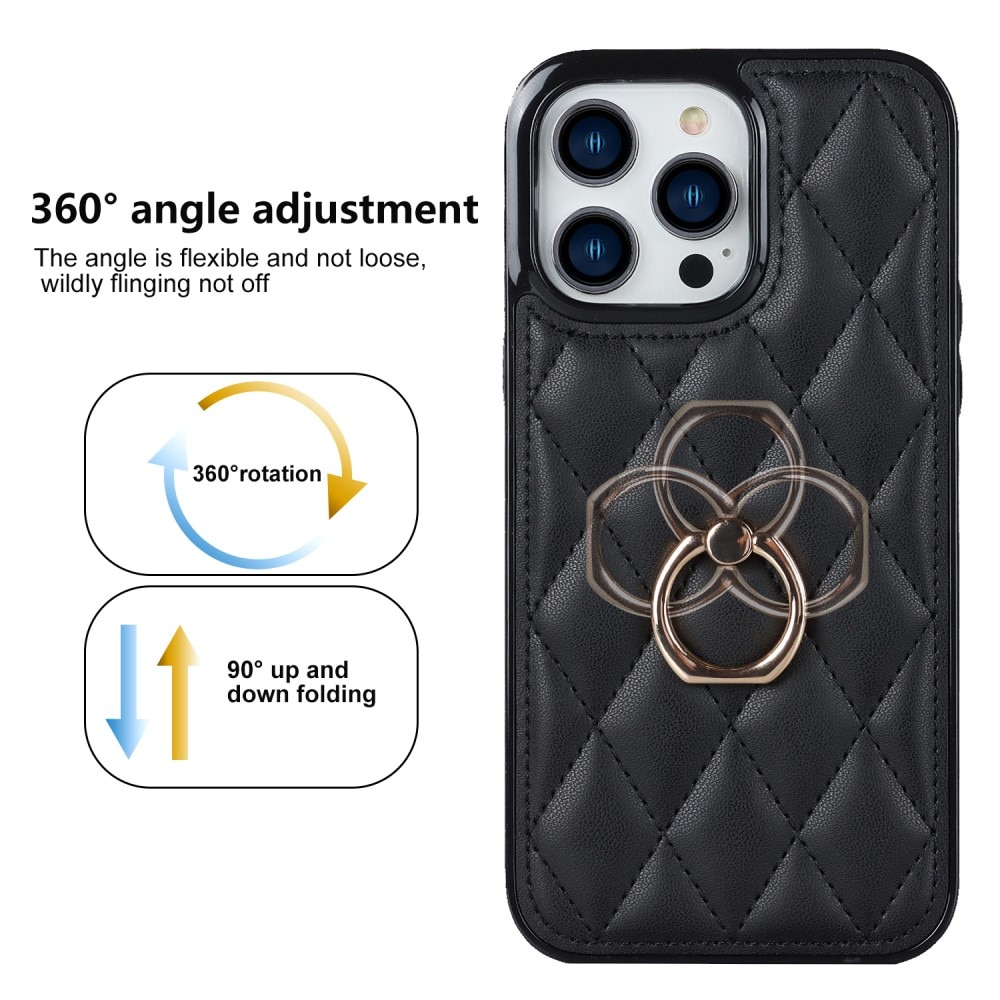 Funda Finger Ring iPhone 14 Pro Quilted negro